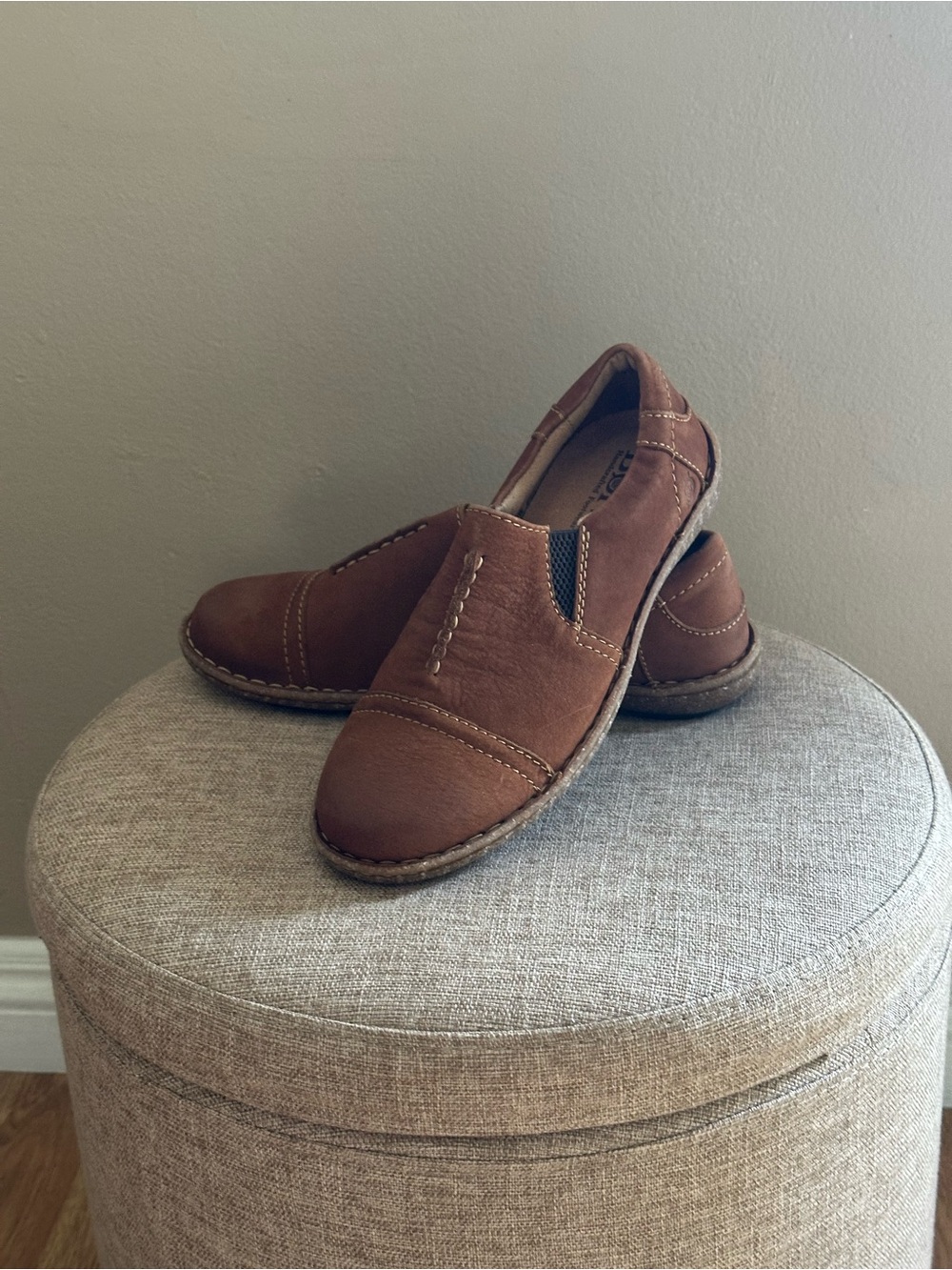 Born Brown Leather Slip-On Loafers